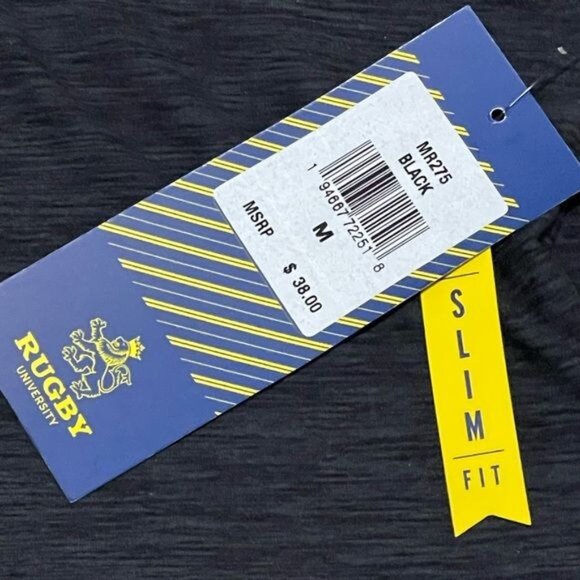 Rugby University Stretch Men’s Black Long Sleeve Hooded Size M - Picture 8 of 8